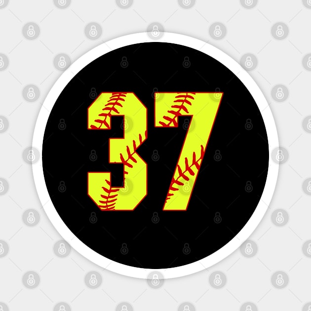 Fastpitch Softball Number 37 #37 Softball Shirt Jersey Uniform Favorite Player Biggest Fan Magnet by TeeCreations